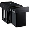 Relaxdays Cestino da cucina a incasso a doppia vasca, estraibile, per mobile base, 2x8 litri, 35,5 x 25 x 47 cm, nero
