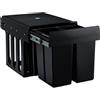 Relaxdays Cestino da rifiuti da incasso a 4 scomparti, cestino da cucina estraibile per mobile base, 4x 8 litri, 35,1 x 34,3 x 48 cm, nero