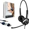 GEQUDIO WA9027 Headset 2-Ohr mit USB für PC,MAC