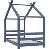 vidaXL Struttura letto per bambini in pino massiccio grigio 70x140 cm