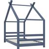 vidaXL Struttura letto per bambini in pino massiccio grigio 80x160 cm