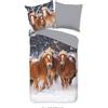Muller Textil Set di biancheria da letto in flanella Good Morning Happy Horses Colore Multi Dimensioni 135x200+80x80