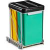 Relaxdays, pattumiera da incasso a 2 scomparti, estraibile, pattumiera da cucina per mobile base, 8 l, con coperchio, 39,5x30x25,5 cm, nera