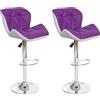 Mendler set di 2 sgabelli da bar HWC-A92, sgabello da bancone, altezza regolabile in Pelle finta ~ viola