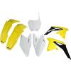 Ufo Kit carene UFO PLAST, set di 7 pezzi in plastica per Suzuki RM-Z 450 cc, anni di produzione 2008-2017, colori: giallo / bianco / nero