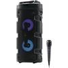 ELBE ALT-88-TWS - Altoparlante karaoke BT portatile con luce 10 W SD, USB, FM, microfono cablato, 10 W, 4 ore di riproduzione, TWS compatibile, telecomando, batteria al litio, nero