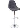 Mendler Sgabello da bar HWC-A67, sgabello da banco ~ tessuto/tessuto grigio, base cromata
