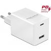 DeLOCK - Alimentatore - 48 Watt - 3 A - Carica rapida - 2 porte di uscita (USB, USB-C con alimentatore) - bianco (41