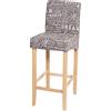 Mendler Sgabello da bar HWC-C33, sgabello da bancone, legno MVG ~ scritte, grigio, gambe leggere, tessuto/tessuto