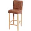Mendler Sgabello da bar HWC-C33, sgabello da bancone, legno ® ~ finto camoscio, gambe chiare, tessuto/tessuto