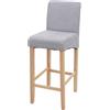Mendler Sgabello da bar HWC-C33, sgabello da banco, legno MVG ~ grigio chiaro, gambe chiare, tessuto/tessuto