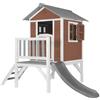AXI Beach Lodge XL Casetta da gioco rossa con scivolo grigio | Casa per bambini su palafitte con veranda in legno | Parco giochi per il giardino