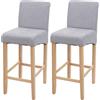 Mendler set di 2 sgabelli da bar HWC-C33, sgabello da bar, legno ~ grigio chiaro, gambe leggere, tessuto/tessuto