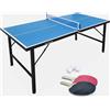 sweeek Mini tavolo da ping pong pieghevole per interni con 2 racchette e 3 palline, 150cm, Blu