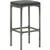 vidaXL Sgabello da bar con cuscino 4 pz. Poli rattan grigio