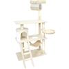 Wiltec Tiragraffi Wiltec in beige/bianco alto 141 cm, albero per gatti con sisal, tiragraffi per gatti con casetta per gatti, tappetino per appendere e abbeveratoio, albero da arrampicata per gatti