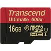 Transcend microSDHC MLC 16GB Classe 10 UHS-I 600x + adattatore SD