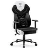Diablo X-Gamer 2.0 Gaming Chair Sedia da ufficio Rivestimento in tessuto Design ergonomico Cuscino lombare Nero e Bianco