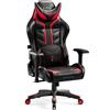 Diablo X- Ray Gaming Armchair Poltrona da ufficio 4D Braccioli Design ergonomico Similcuoio Perforazione Funzione a dondolo King Size Nero-Rosso
