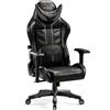 Diablo X- Ray Gaming Armchair Poltrona da ufficio 4D Braccioli Design ergonomico Similcuoio Perforazione Funzione dondolo Dimensioni normali Nero-Grigio