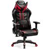 Diablo X- Ray Gaming Armchair Poltrona da ufficio 4D Braccioli Design ergonomico Similcuoio Perforazione Funzione dondolo Dimensioni normali Nero-Rosso