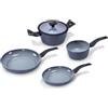 Alluflon Moneta Aria Kochset, 5-tlg., Kochtopf, Bratpfanne, Topf, Pfanne, Stieltopf, Deckel, Aluminium, 0014126573