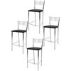 STOCK LINE t m c s Tommychairs - Set di 4 sgabelli da bar moderni ELENA per cucina e sala da pranzo, struttura robusta in acciaio cromato, sedile imbottito rivestito in Pelle finta nera