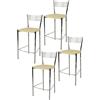 STOCK LINE t m c s Tommychairs - Set di 4 sgabelli da bar moderni ELEGANCE per cucina e sala da pranzo, struttura robusta in acciaio cromato, sedile imbottito rivestito in Pelle finta color sabbia