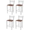STOCK LINE t m c s Tommychairs - Set di 4 sgabelli da bar moderni ELEGANCE per cucina e sala da pranzo, struttura robusta in acciaio laccato, colore alluminio, sedile in legno laccato color ciliegio
