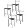 STOCK LINE t m c s Tommychairs - Set di 4 sgabelli da bar moderni ELEGANCE per cucina e sala da pranzo, struttura robusta in acciaio laccato, colore alluminio, sedile imbottito rivestito in Pelle finta in grigio scuro