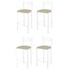 STOCK LINE t m c s Tommychairs - Set di 4 sgabelli da bar moderni ELEGANCE per cucina e sala da pranzo, struttura robusta in acciaio laccato, colore bianco, sedile imbottito rivestito in Similcuoio nel colore lino