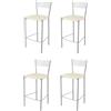 STOCK LINE t m c s Tommychairs - Set di 4 sgabelli da bar moderni ELEGANCE per cucina e sala da pranzo, struttura robusta in acciaio laccato, colore alluminio, sedile imbottito rivestito in Pelle finta colore avorio