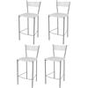 STOCK LINE t m c s Tommychairs - Set di 4 sgabelli da bar moderni ELEGANCE per la cucina e la sala da pranzo, struttura robusta in acciaio laccato, colore alluminio, sedile in legno nel colore bianco laccato