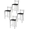 STOCK LINE t m c s Tommychairs - Set di 4 sgabelli da bar moderni ELEGANCE per cucina e sala da pranzo, struttura robusta in acciaio cromato, sedile imbottito rivestito in Pelle finta nera