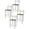 STOCK LINE t m c s Tommychairs - Set di 4 sgabelli da bar moderni ELENA per cucina e sala da pranzo, struttura robusta in acciaio laccato, colore alluminio, sedile imbottito rivestito in PELLE D'ARTE color Cappuccino