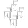 STOCK LINE t m c s Tommychairs - Set di 4 sgabelli da bar moderni ELENA per cucina e sala da pranzo, struttura robusta in acciaio laccato, colore alluminio, sedile imbottito rivestito in PELLE D'ARTE nel colore bianco