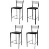 STOCK LINE t m c s Tommychairs - Set di 4 sgabelli da bar moderni ELEGANCE per cucina e sala da pranzo, struttura robusta in acciaio laccato, colore nero, sedile imbottito rivestito in Pelle finta nera