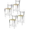 STOCK LINE t m c s Tommychairs - Set di 4 sgabelli da bar moderni ELEGANCE per cucina e sala da pranzo, struttura robusta in acciaio cromato, sedile imbottito rivestito in Pelle finta color avorio