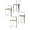 STOCK LINE t m c s Tommychairs - Set di 4 sgabelli da bar moderni ELEGANCE per cucina e sala da pranzo, struttura robusta in acciaio cromato, sedile imbottito rivestito in Pelle finta nel colore del lino