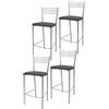 STOCK LINE t m c s Tommychairs - Set di 4 sgabelli da bar moderni ELENA per cucina e sala da pranzo, struttura robusta in acciaio laccato, colore alluminio, sedile imbottito rivestito in PELLE ART nel colore grigio scuro