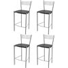 STOCK LINE t m c s Tommychairs - Set di 4 sgabelli da bar moderni ELEGANCE per cucina e sala da pranzo, struttura robusta in acciaio laccato, colore alluminio, seduta in legno laccato wengé