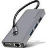 Altadif ALTHUB9IN1TC, USB 3.2 Gen 1 (3.1 Gen 1) di tipo C, 100 W, acciaio inossidabile, MicroSD (TransFlash), SD, 4K Ultra HD, HDMI, RJ-45, USB 3.2 Gen 1 (3.1 Gen 1) di tipo A, USB 3.2 Gen 1 (3.1 Gen 1) di tipo C, VGA