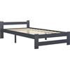 vidaXL Letto in legno massiccio pino grigio scuro 100x200 cm
