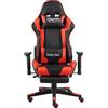 vidaXL Sedia da gioco con poggiapiedi girevole in PVC rosso