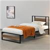 en.casa Letto in metallo 'Villach' 90x200 cm struttura in acciaio aspetto noce nero