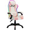 vidaXL Sedia da gioco con luci LED RGB in ecopelle rosa e nera