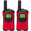 Alecto FR115RD - Set di 2 walkie talkie per bambini, portata fino a 7 chilometri, rosso/nero