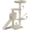 VOUNOT® Graffiatoio con tiragraffi in corda di sisal per gatti, albero per gatti 115 cm, beige