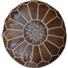 Poufs&Pillows Pouf marocchino in vera pelle - legno marrone - fatto a mano - consegnato riempito - pouf ottomano a sacco