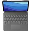 Logitech Combo Touch - Tastiera e custodia folio - con trackpad - retroilluminata - Apple Smart connector - AZERTY - Francese - Grigio Oxford - per Apple iPad Pro da 12,9 pollici (5a generazione)